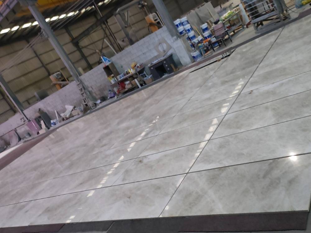 Polished Taj Mahal Tiles During Dry Layout Polished Taj Mahal Tiles During Dry Layout